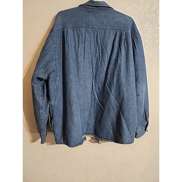 Wrangler Premium Quality Fleece Lined Denim Jacket / Shacket sz 2XL Blue Pockets - Picture 14 of 14